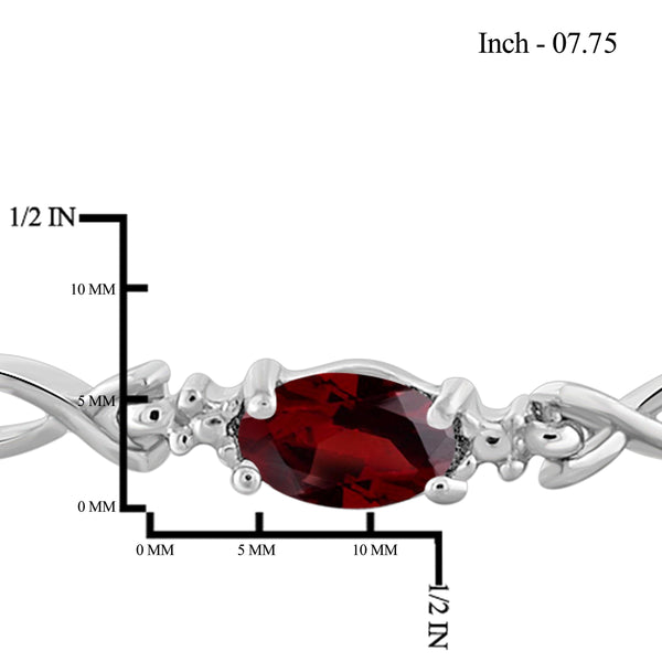 JewelonFire 3 1/3 Carat T.G.W. Garnet And White Diamond Accent Sterling Silver Bracelet - Assorted Colors
