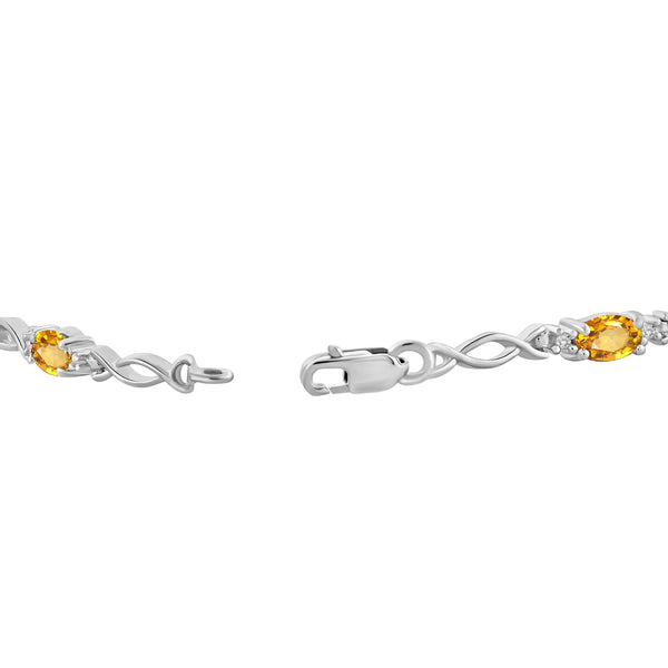 JewelonFire 2 1/5 Carat T.G.W. Citrine And White Diamond Accent Sterling Silver Bracelet - Assorted Colors