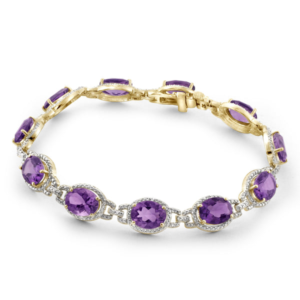 JewelonFire 18 1/7 Carat T.G.W. Amethyst And White Diamond Accent Sterling Silver Bracelet - Assorted Colors