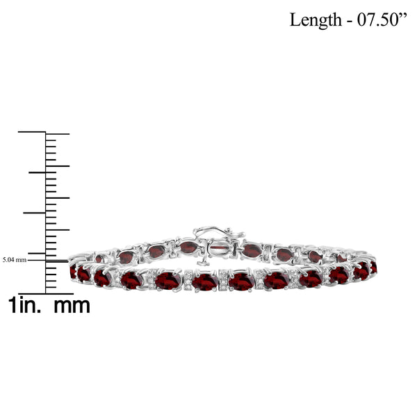 JewelonFire 12.50 Carat T.G.W. Genuine Garnet And White Diamond Accent Sterling Silver Bracelet - Assorted Colors