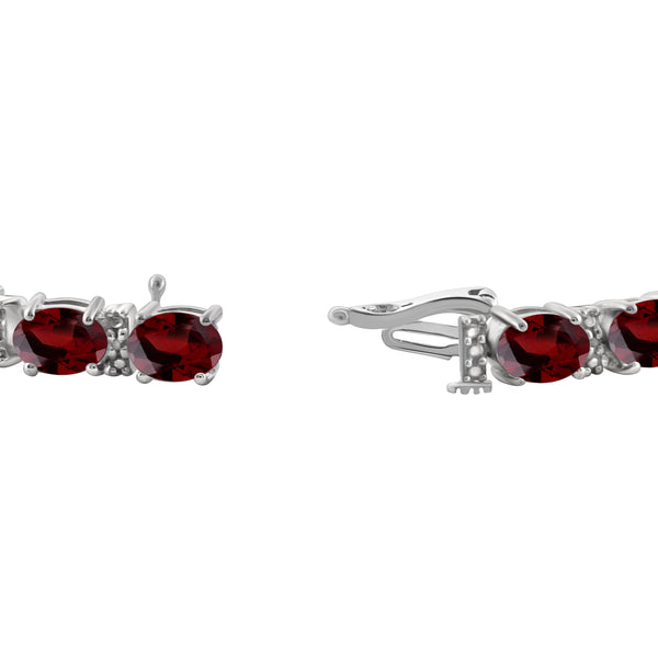 JewelonFire 21.00 Carat T.G.W. Garnet And White Diamond Accent Sterling Silver Bracelet - Assorted Colors