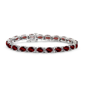 JewelonFire 21.00 Carat T.G.W. Garnet And White Diamond Accent Sterling Silver Bracelet - Assorted Colors