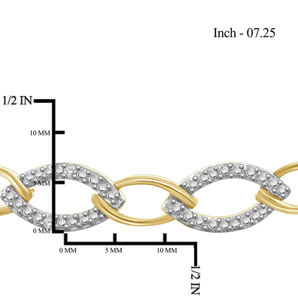 JewelonFire White Diamond Accent 14kt Gold Plated Brass Round Bracelet, 7.25"