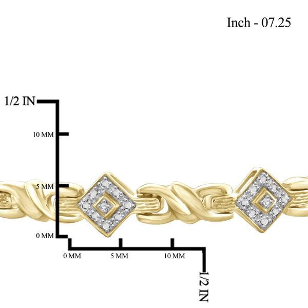 JewelonFire White Diamond Accent 14kt Gold Plated Brass Bracelet, 7.25"