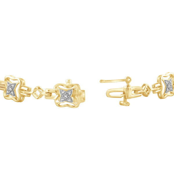 JewelonFire White Diamond Accent 14kt Gold Plated Brass Bracelet, 7.25"
