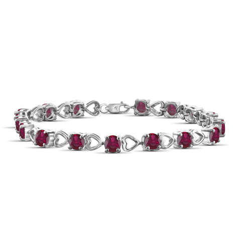 JewelonFire 10.85 Carat T.G.W. Genuine Ruby Sterling Silver Bracelet - Assorted Colors