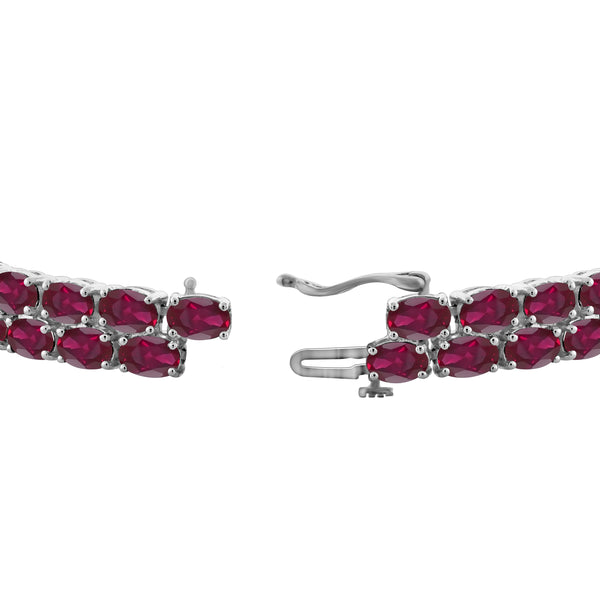 JewelonFire 28.80 Carat T.G.W. Genuine Ruby Sterling Silver Bracelet - Assorted Colors