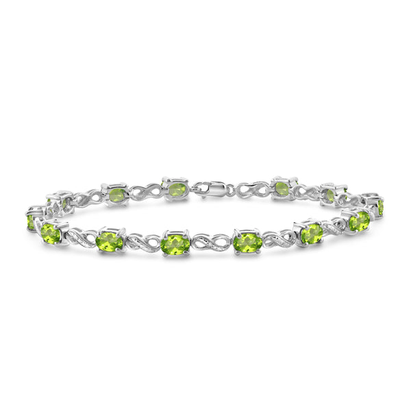 JewelonFire 6 1/4 Carat T.G.W. Peridot And White Diamond Accent Sterling Silver Bracelet - Assorted Colors