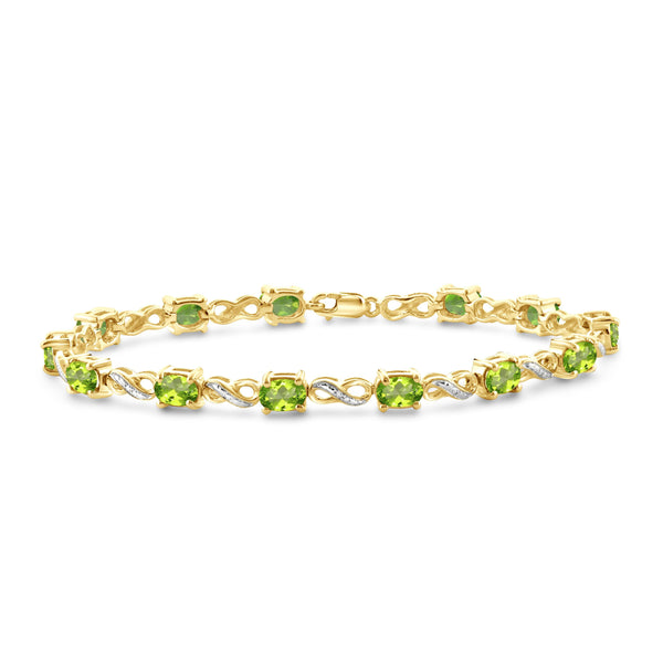JewelonFire 6 1/4 Carat T.G.W. Peridot And White Diamond Accent Sterling Silver Bracelet - Assorted Colors