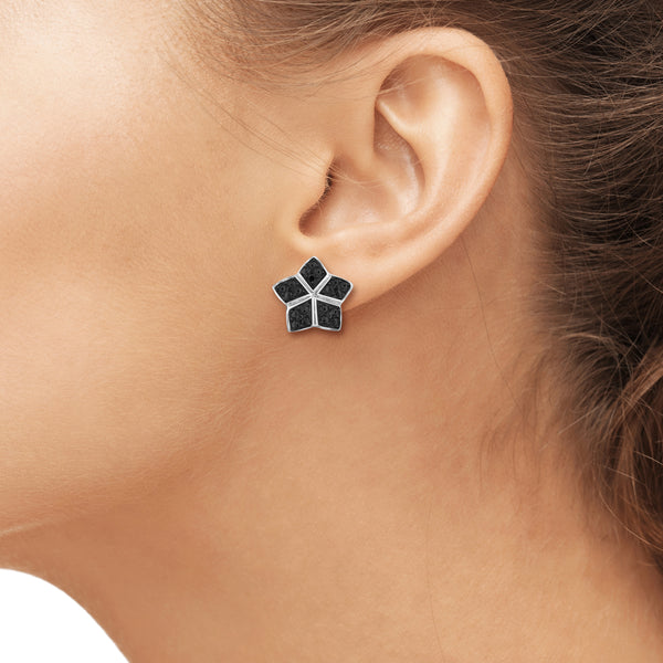 JewelonFire Accent Black Diamond Sterling Silver Earrings