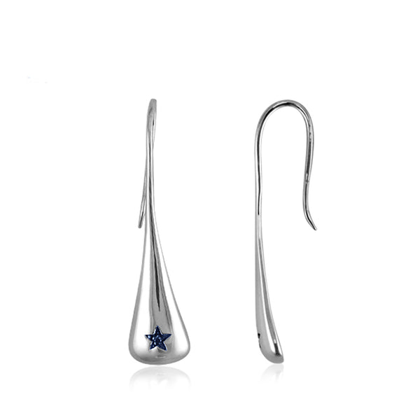 JewelonFire Accent Blue Diamond Sterling Silver Puff Earrings
