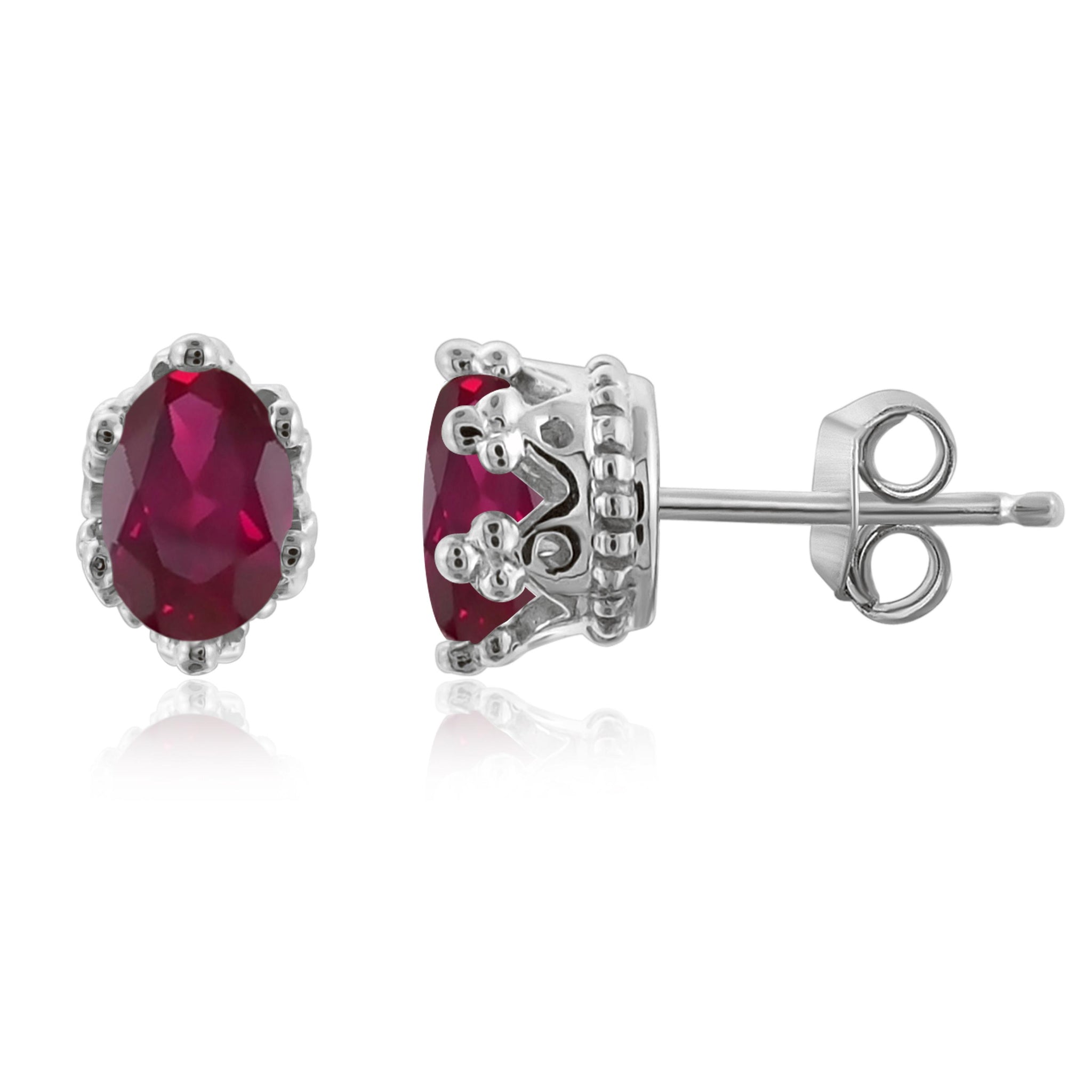 JewelonFire 0.90 Carat T.G.W. Ruby Sterling Silver Earrings - Assorted Colors