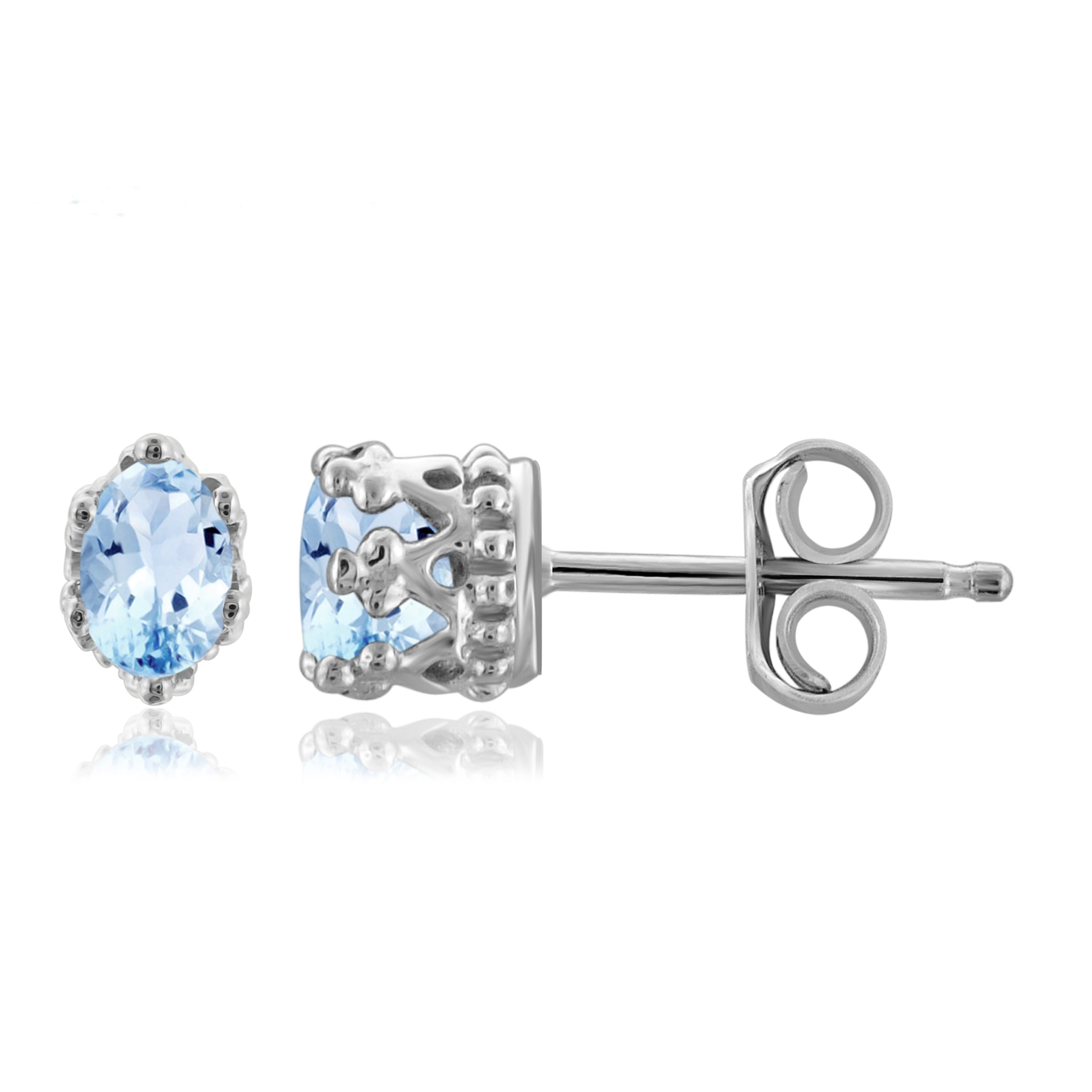 JewelonFire 1/2 Carat T.G.W. Sky Blue Topaz Sterling Silver Crown Earrings - Assorted Colors