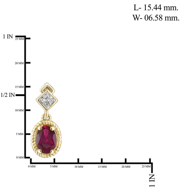 JewelonFire 0.90 Carat T.G.W. Ruby and White Diamond Accent Sterling Silver Earrings - Assorted Colors