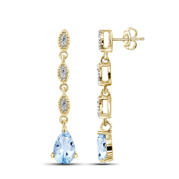 JewelonFire 2.00 Carat T.G.W. Sky Blue Topaz And White Diamond Accent Sterling Silver Earrings - Assorted Colors