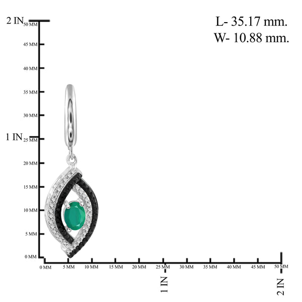 JewelonFire 0.75 Carat T.G.W. Genuine Emerald And Accent Black & White Diamond Sterling Silver Lever Back Earrings - Assorted Colors