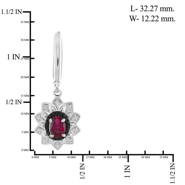 JewelonFire 2.70 Carat T.G.W. Ruby And 1/10 Carat T.W. Black & White Diamond Sterling Silver 3 Piece Jewelry Set - Assorted Colors