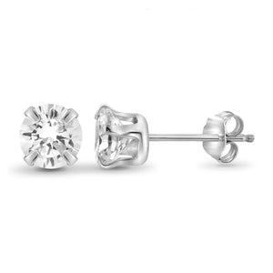 White Cubic Zirconia Sophia Studs in Platinum-Plated Sterling Silver