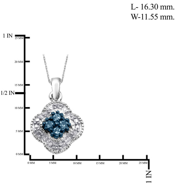 JewelonFire 1/3 Carat T.W. Blue And White Diamond Sterling Silver 3 Piece Jewelry Set