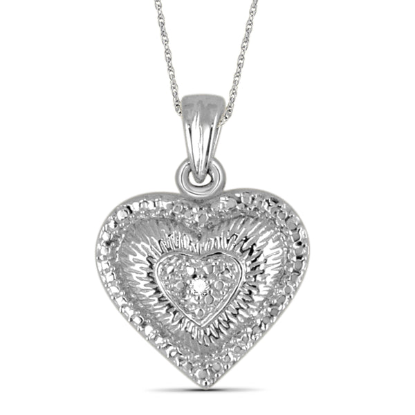 JewelonFire Accent White Diamond Sterling Silver 2 Piece Heart Jewelry Set - Assorted Colors