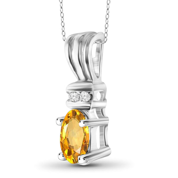 JewelonFire 1/2 Carat T.G.W. Citrine and White Diamond Accent Sterling Silver Pendant - Assorted Colors