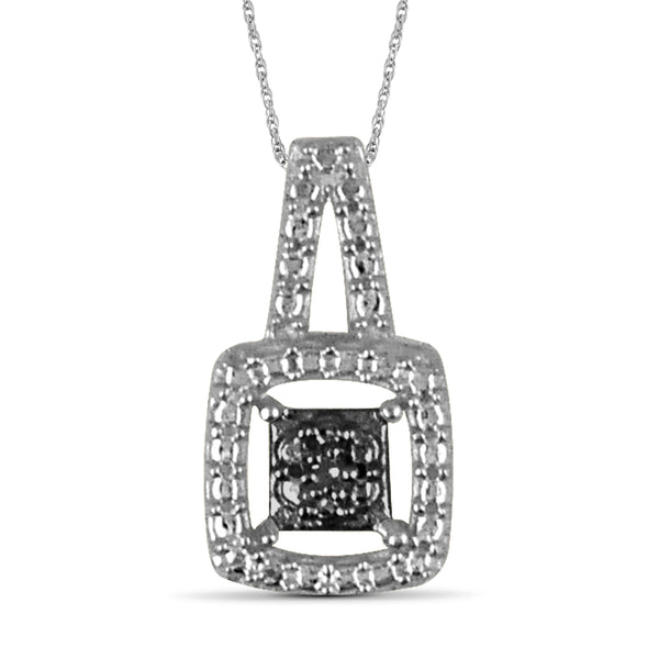 JewelonFire Accent Black Diamond Sterling Silver 3 Piece Square Shape Jewelry Set