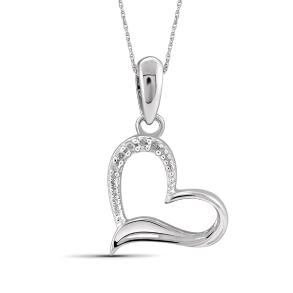 JewelonFire 1/20 Carat T.W. White Diamond Sterling Silver 2 Piece Heart Jewelry Set - Assorted Colors