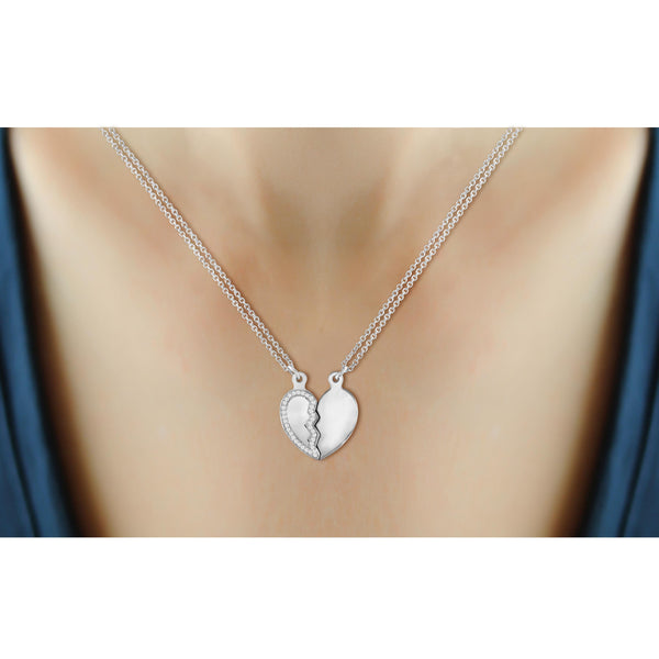 JewelonFire 1/10 Ctw White Diamond Sterling Silver Heart Pendant - Assorted Colors