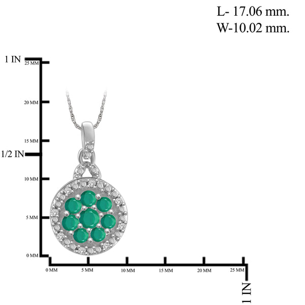 JewelonFire 2.50 Carat T.G.W. Emerald And 1/10 Carat T.W. White Diamond Sterling Silver 4 Piece Jewelry Set - Assorted Colors
