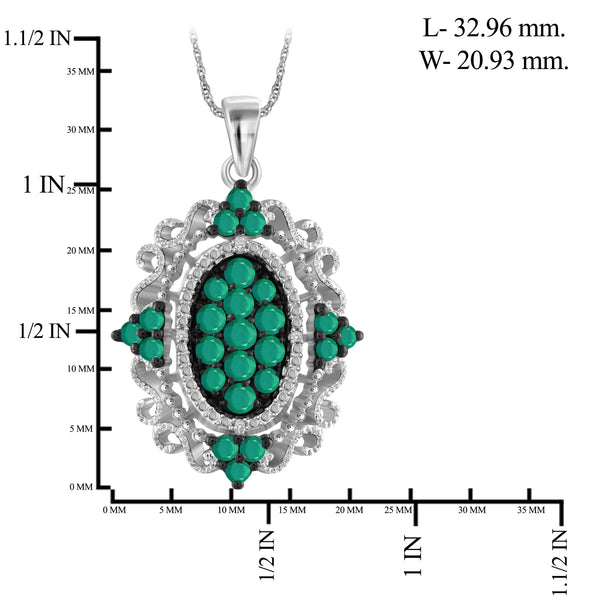 JewelonFire 6.70 Carat T.G.W. Emerald And 1/20 Carat T.W. White Diamond Sterling Silver 3 Piece Jewelry Set - Assorted Colors