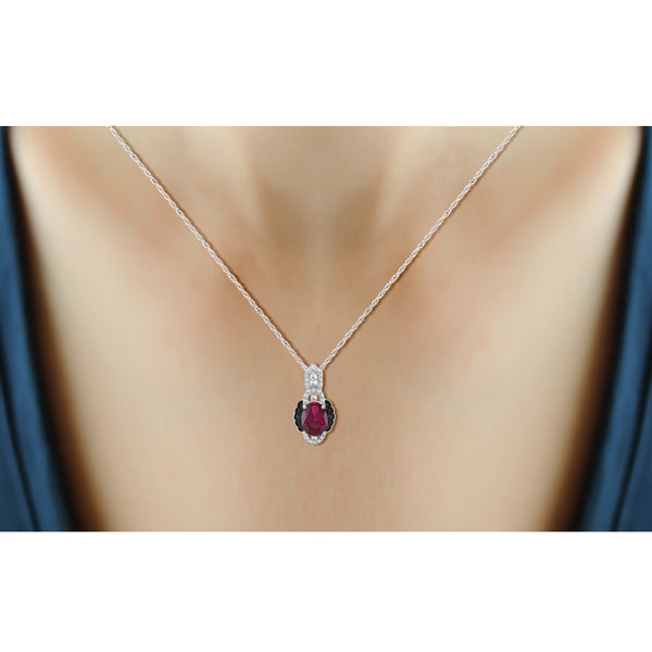 JewelonFire 4.80 Carat T.G.W. Ruby And 1/10 Carat T.W. Black & White Diamond Sterling Silver 3 Piece Jewelry Set - Assorted Colors