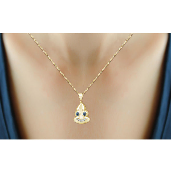 JewelonFire 1/10 Ctw Blue And White Diamond 14k Gold Over Silver Emoji Pendant
