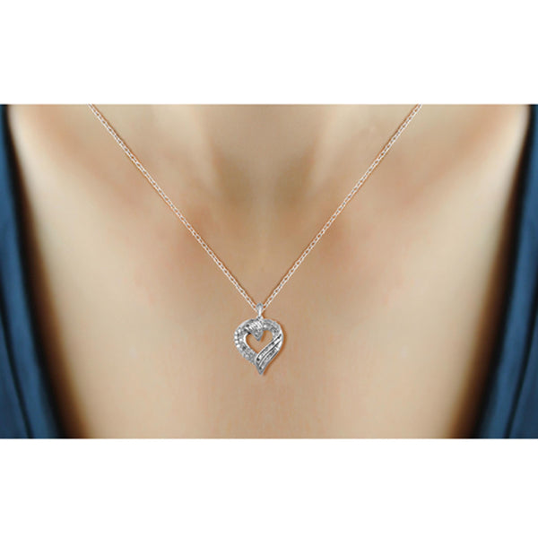 JewelonFire 1 Carat T.W. White Diamond Sterling Silver Wrap Around Heart Pendant - Assorted Colors