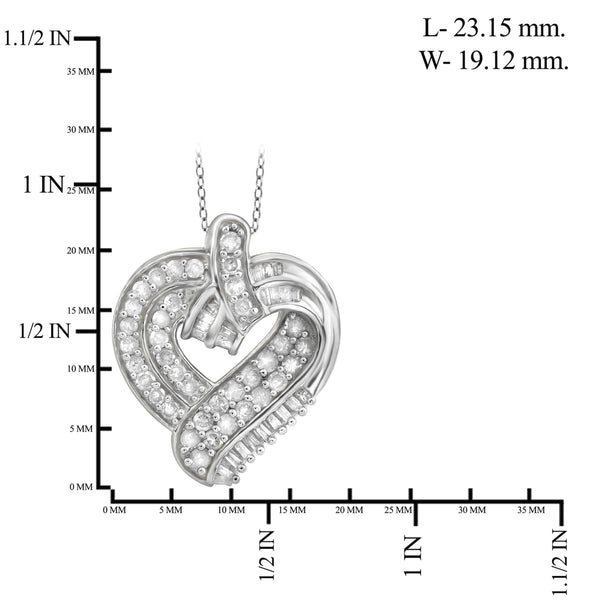 JewelonFire 1 Carat T.W. White Diamond Sterling Silver Heart Pendant - Assorted Colors
