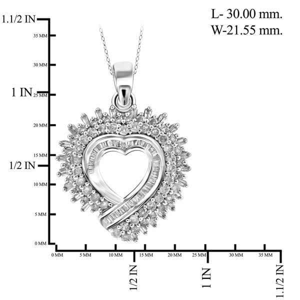 JewelonFire 1 Carat T.W. White Diamond Sterling Silver Spikey Heart Pendant - Assorted Colors