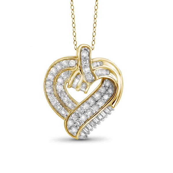 JewelonFire 1 Carat T.W. White Diamond Sterling Silver Heart Pendant - Assorted Colors
