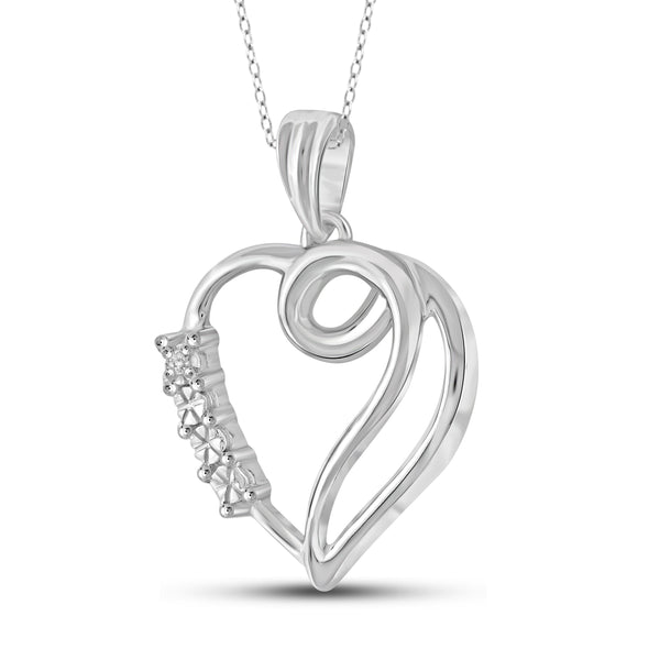 JewelonFire White Diamond Accent Sterling Silver Heart Pendant