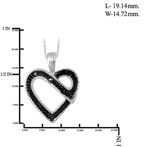 JewelonFire 1/20 Carat T.W. Black Diamond Sterling Silver Heart Pendant