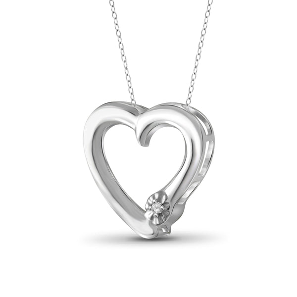 JewelonFire True Love White Diamond Accent Sterling Silver Heart Pendant - Assorted Colors