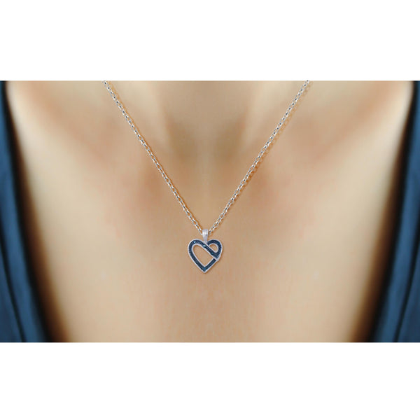 JewelonFire 1/20 Carat T.W. Blue Diamond Sterling Silver Heart Pendant