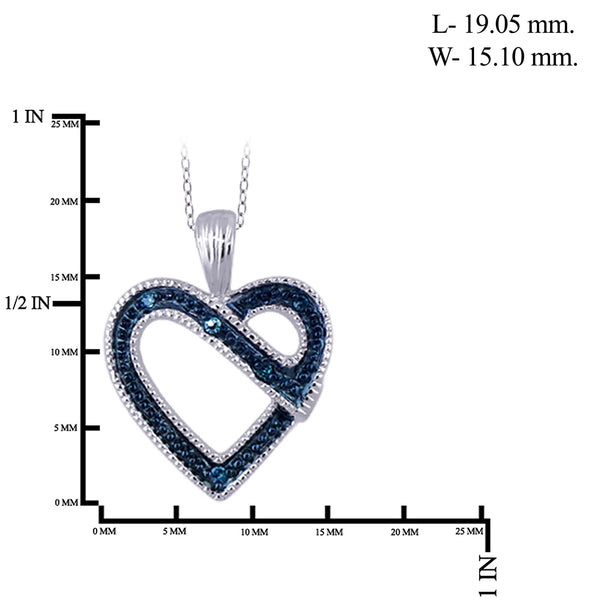 JewelonFire 1/20 Carat T.W. Blue Diamond Sterling Silver Heart Pendant
