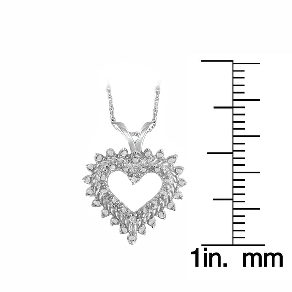 JewelonFire Accent White Diamond Heart Pendant in Sterling Silver