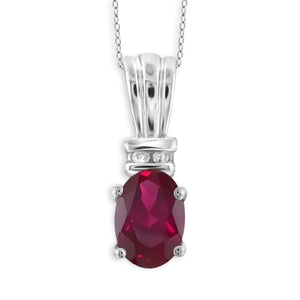 JewelonFire 0.90 Carat T.G.W. Ruby and 1/20 ctw White Diamond Sterling Silver Pendant - Assorted Colors