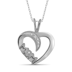 JewelonFire White Diamond Accent Sterling Silver Heart Pendant - Assorted Colors