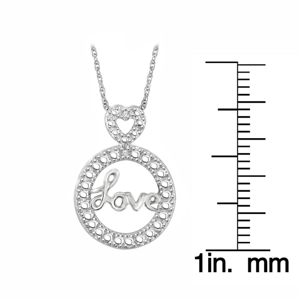 JewelonFire Accent White Diamond Love Pendant in Sterling Silver