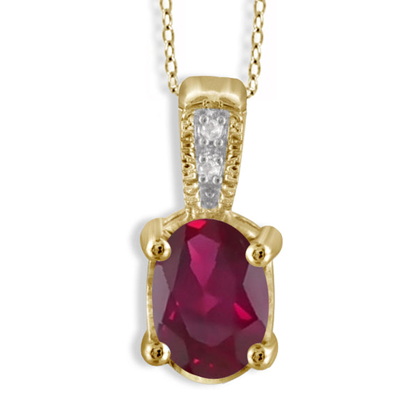 JewelonFire 0.90 Carat T.G.W. Ruby and White Diamond Accent Sterling Silver Pendant - Assorted Colors