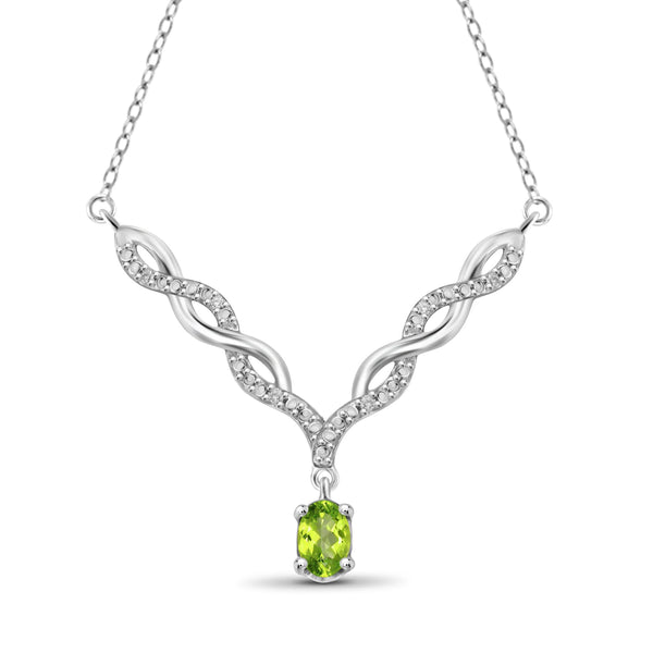 JewelonFire 1/2 Carat T.G.W. Peridot And 1/20 Carat T.W. White Diamond Sterling Silver Pendant - Assorted Colors