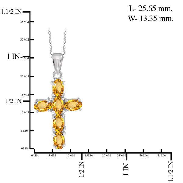 JewelonFire 1 1/3 Carat T.G.W. Citrine Sterling Silver Cross Pendant - Assorted Colors