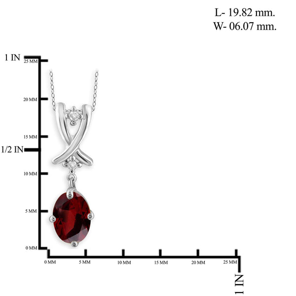JewelonFire 1.00 Carat T.G.W. Garnet And Accent White Diamond Sterling Silver Pendant - Assorted Colors