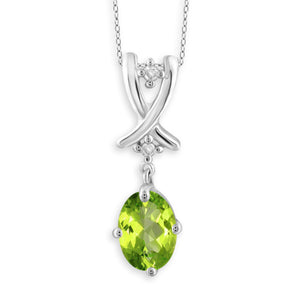 JewelonFire 3/4 Carat T.G.W. Peridot and Accent White Diamond Sterling Silver Pendant - Assorted Colors